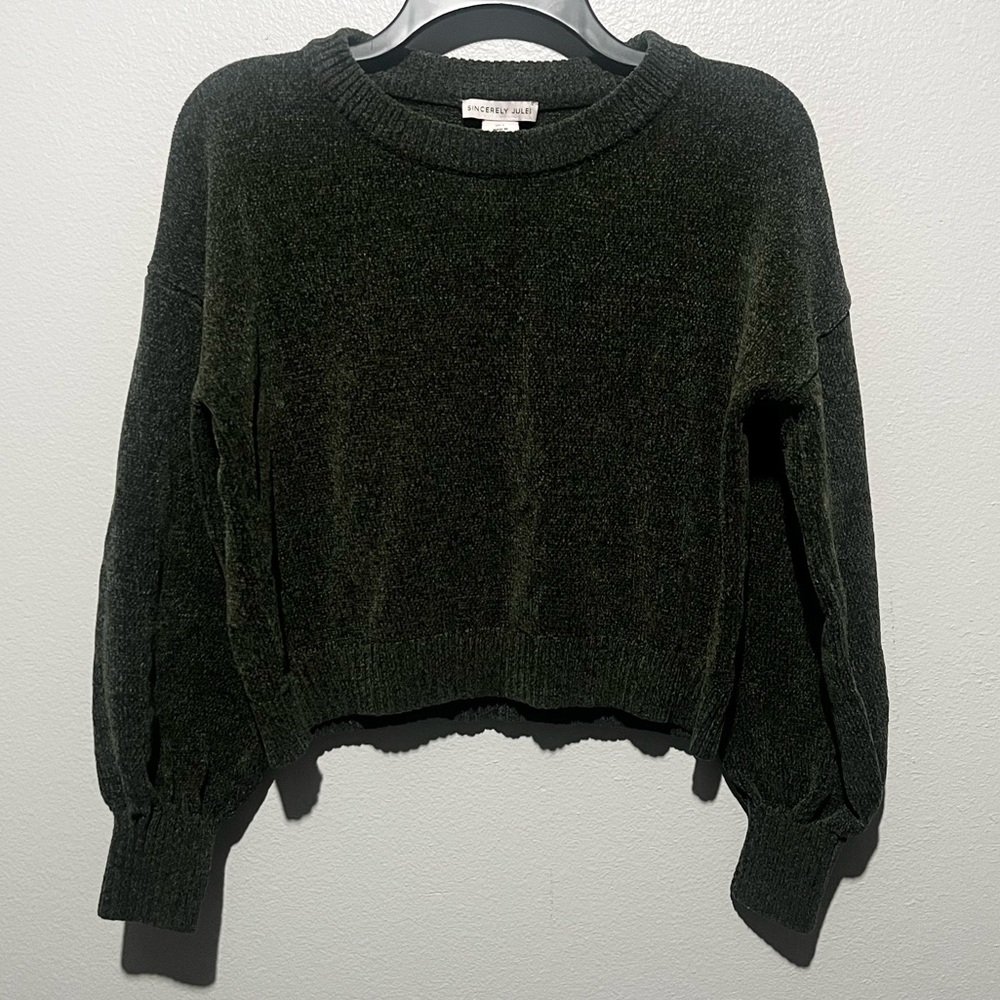 SINCERELY JULES- Dark Green Cropped Sweater Size L